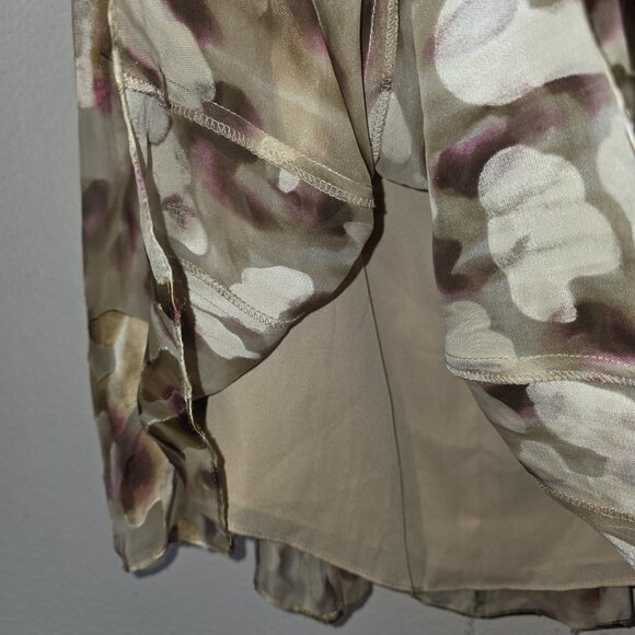 Jones New York Collection Silk Blend Midi Skirt Size 14 Brown Pink Abstract - Picture 11 of 13